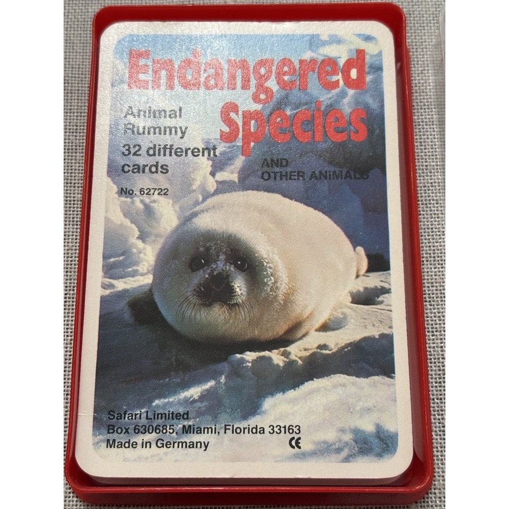 VINTAGE Endangererd Species Animal Rummy 32 different cards Deck Game Fun German
